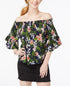 Juniors' Smocked Printed Off-The-Shoulder Top